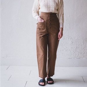 NWT Caron Callahan Emily Pants Tan Canvas